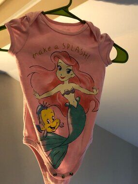 Disney Baby Little Mermaid (Ariel & Flounder) Onesie; Pink; 18 Months